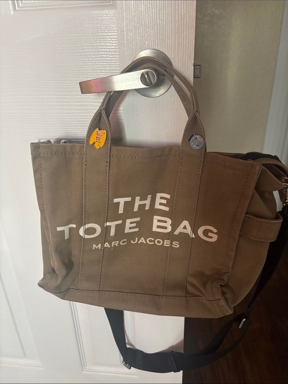 Marc Jacobs Tote Bag - Brown Canvas with White Logo